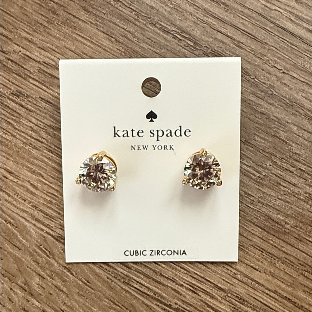 Kate Spade Gold and Clear Cubic Zirconia Earrings NWT